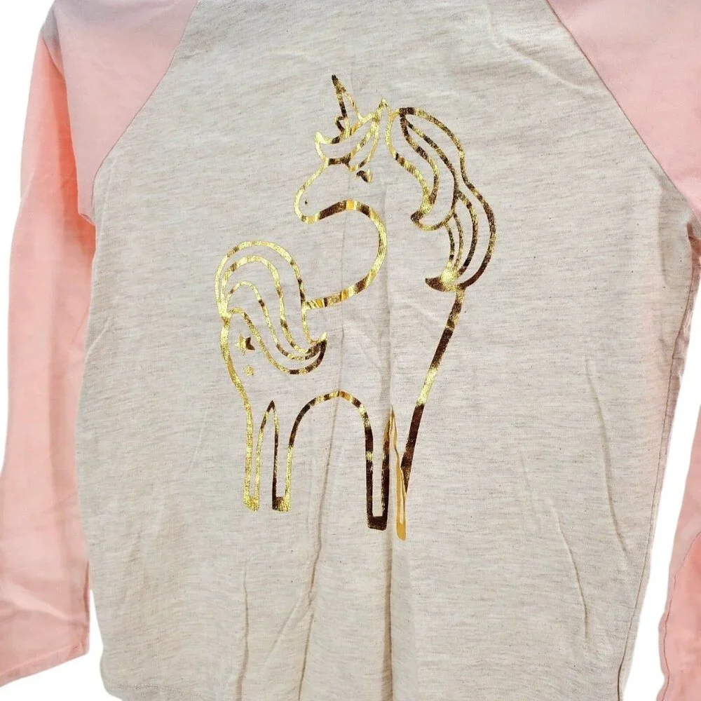 Cat & Jack L Kid Shirt Girl Unicorn Long Sleeve Graphic Top Lightweight Pullover